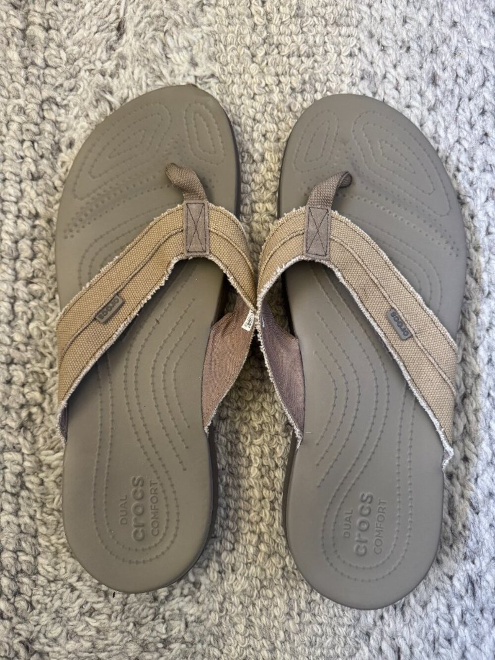 Crocs Dual Comfort Men's Slip On Sandals Size 15 Brown Flip flops